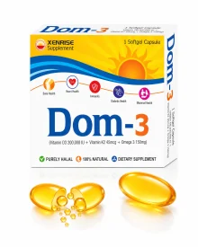 DOM-3 Softgel | Nutritional Supplement Softgel Combining Vitamin D3 (200,000 IU) with Vitamin K2 (MK-7) and Omega-3 Fatty Acids.