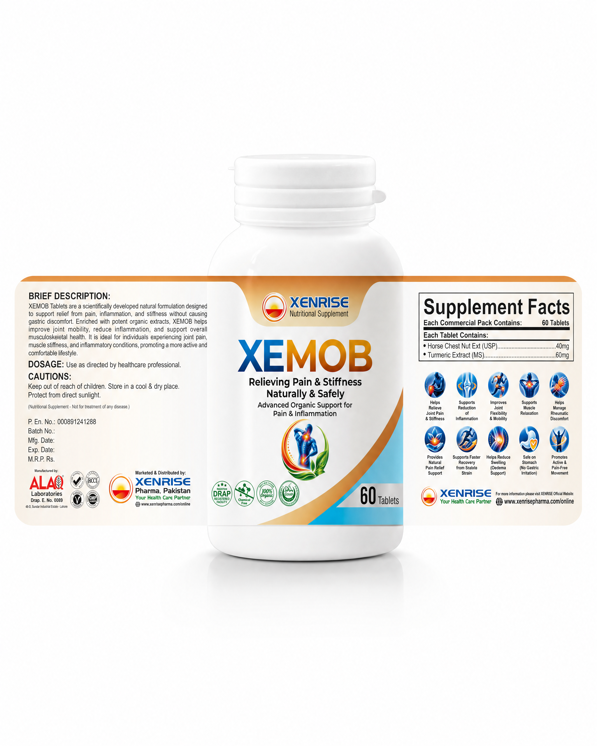 XEMOB Tablets | Relieving Pain & Stiffness Naturally & Safely | Advanced Organic Support for Pain & Inflammation - Image 4