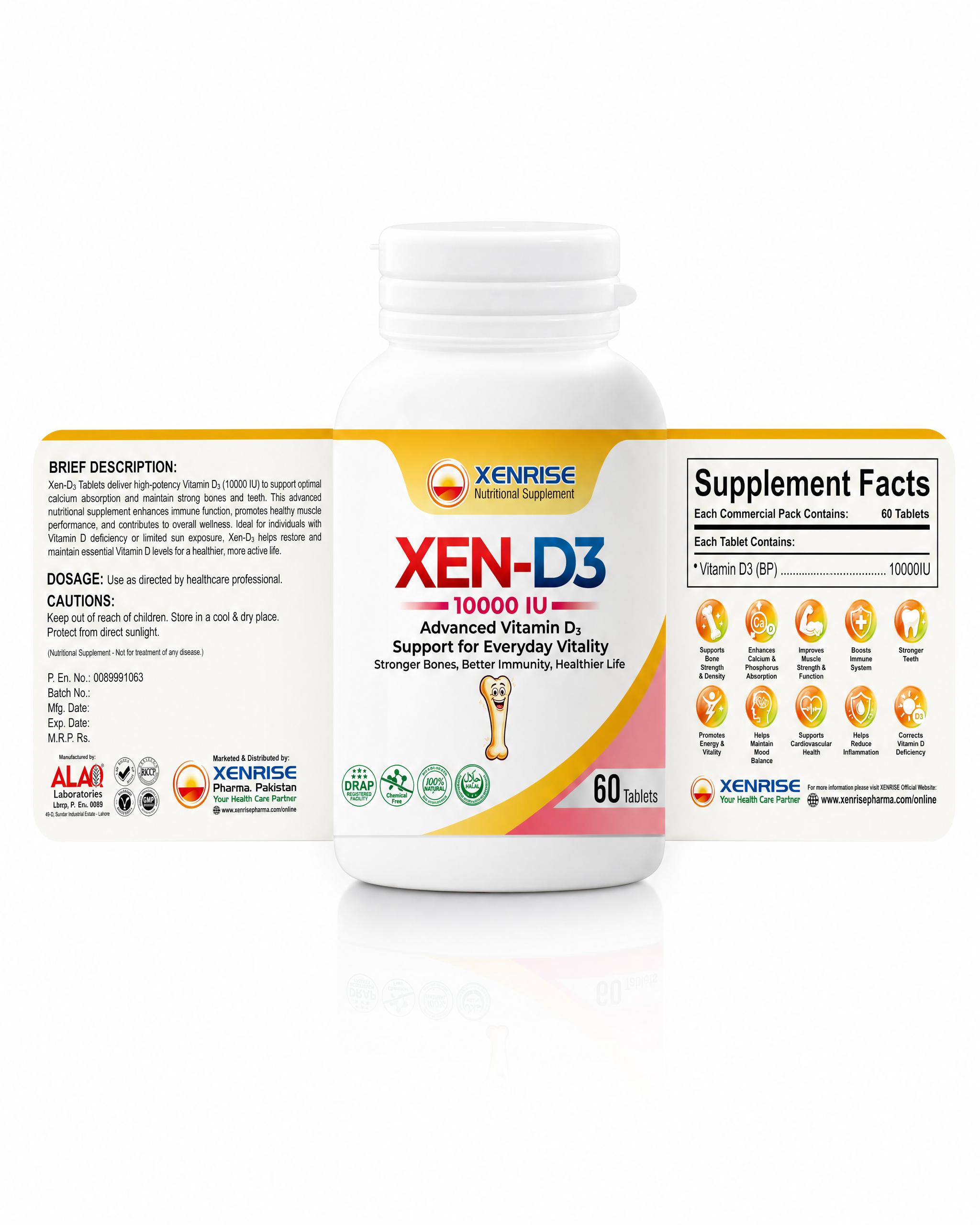 XEN-D3 10000 IU Tablets | Advanced Vitamin D3 Support for Everyday Vitality | Stronger Bones, Better Immunity & Healthier Life - Image 4
