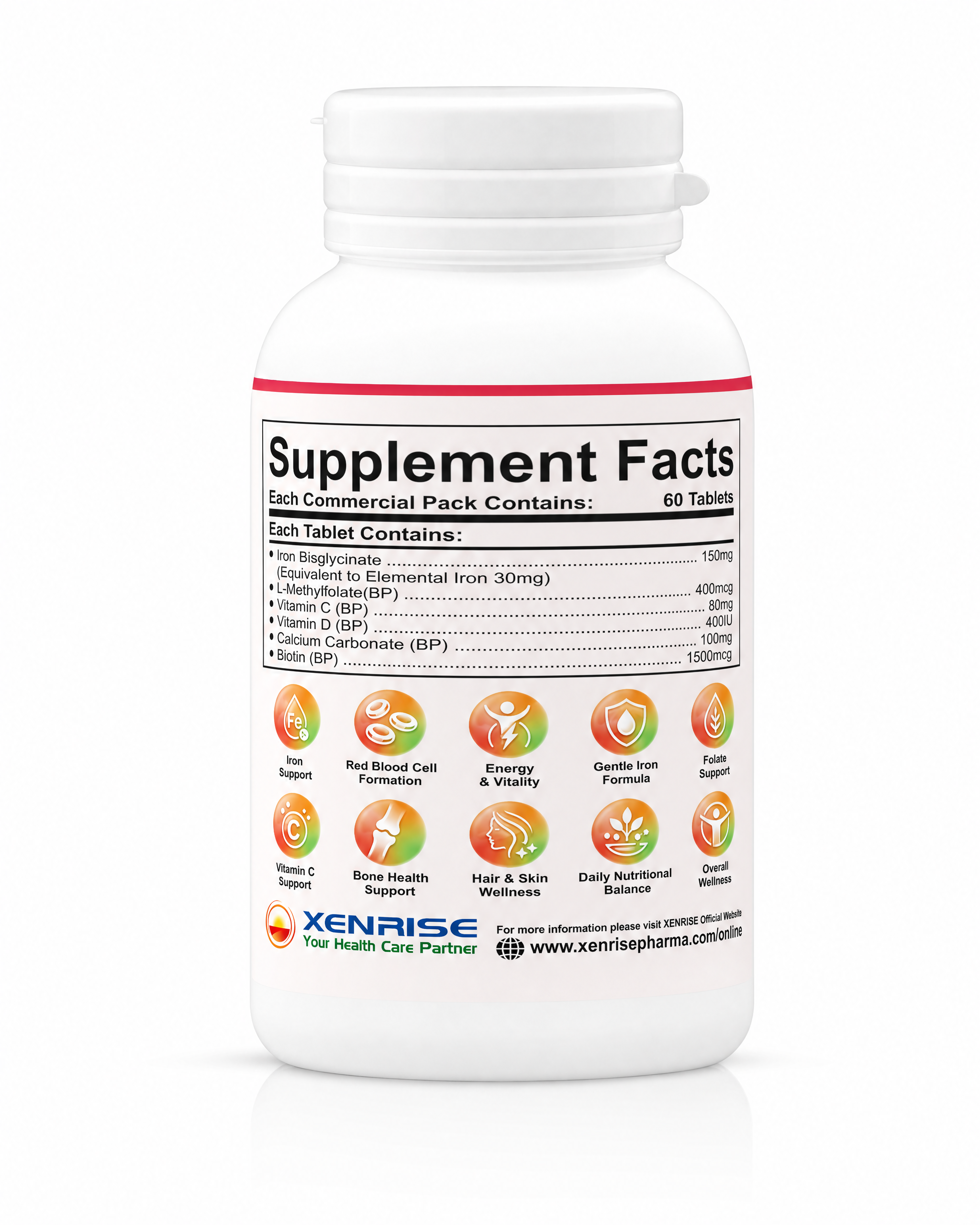 XENOFER Tablets | Advanced Iron, Folate, Vitamins & Biotin Formula | Supports Healthy Blood, Energy & Wellness - Image 5