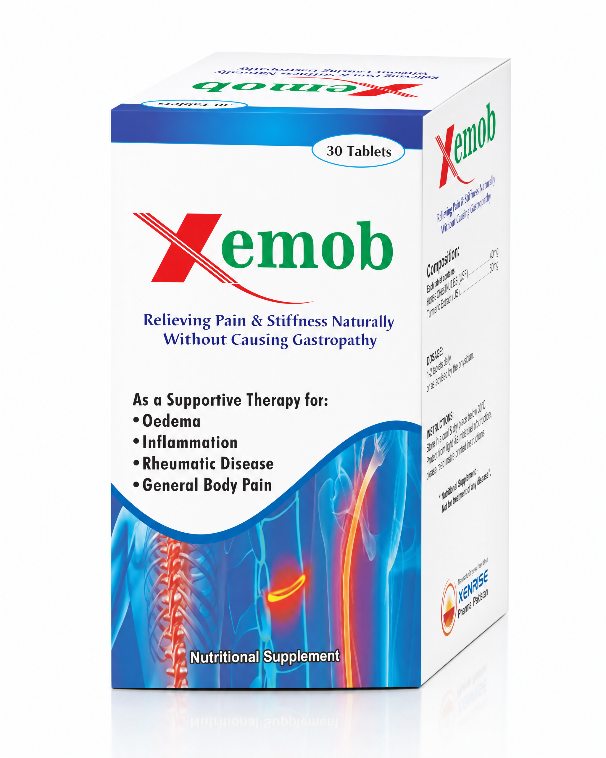 XEMOB Tablets | Relieving Pain & Stiffness Naturally & Safely | Advanced Organic Support for Pain & Inflammation - Image 2