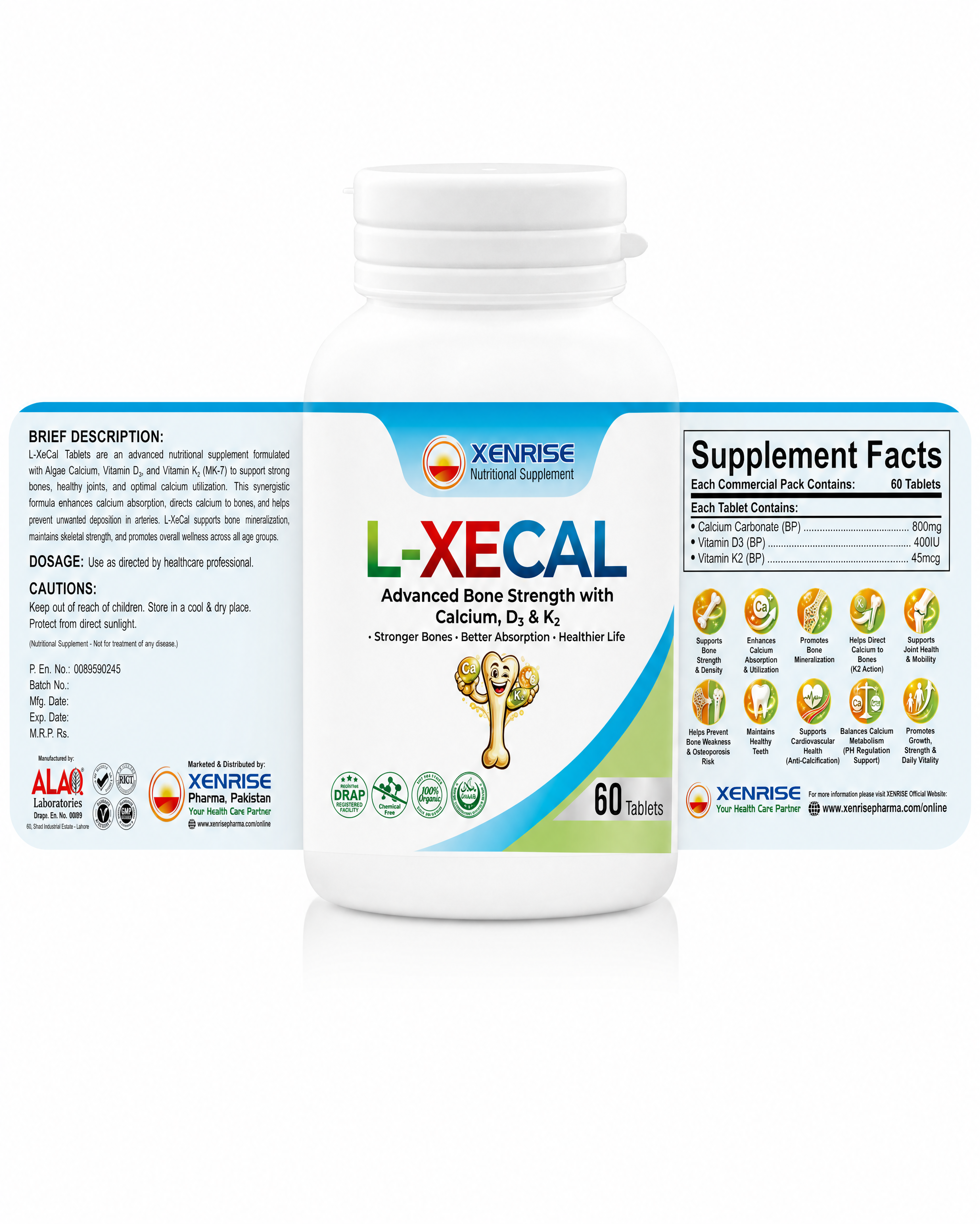 L-XECAL MOCKUP -4 L-XeCal Tablets | Advanced Bone Strength with Calcium, D3 & K2 | Stronger Bones • Better Absorption • Healthier Life - Image 6