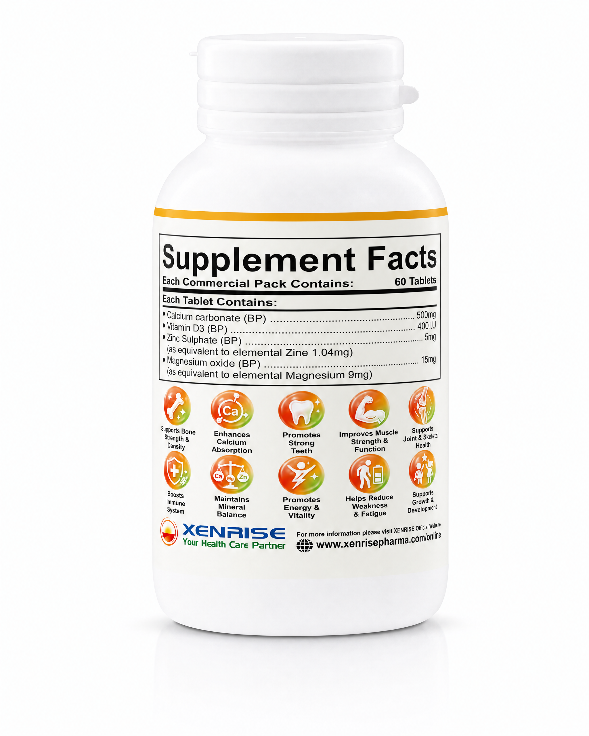 XEN-D PLUS MOCKUP - 2 XEN-D Plus Tablets | Advanced Mineral Complex for Bone & Muscle Health | Complete Bone Care with Calcium, Vitamin D3, Zinc & Magnesium - Image 6