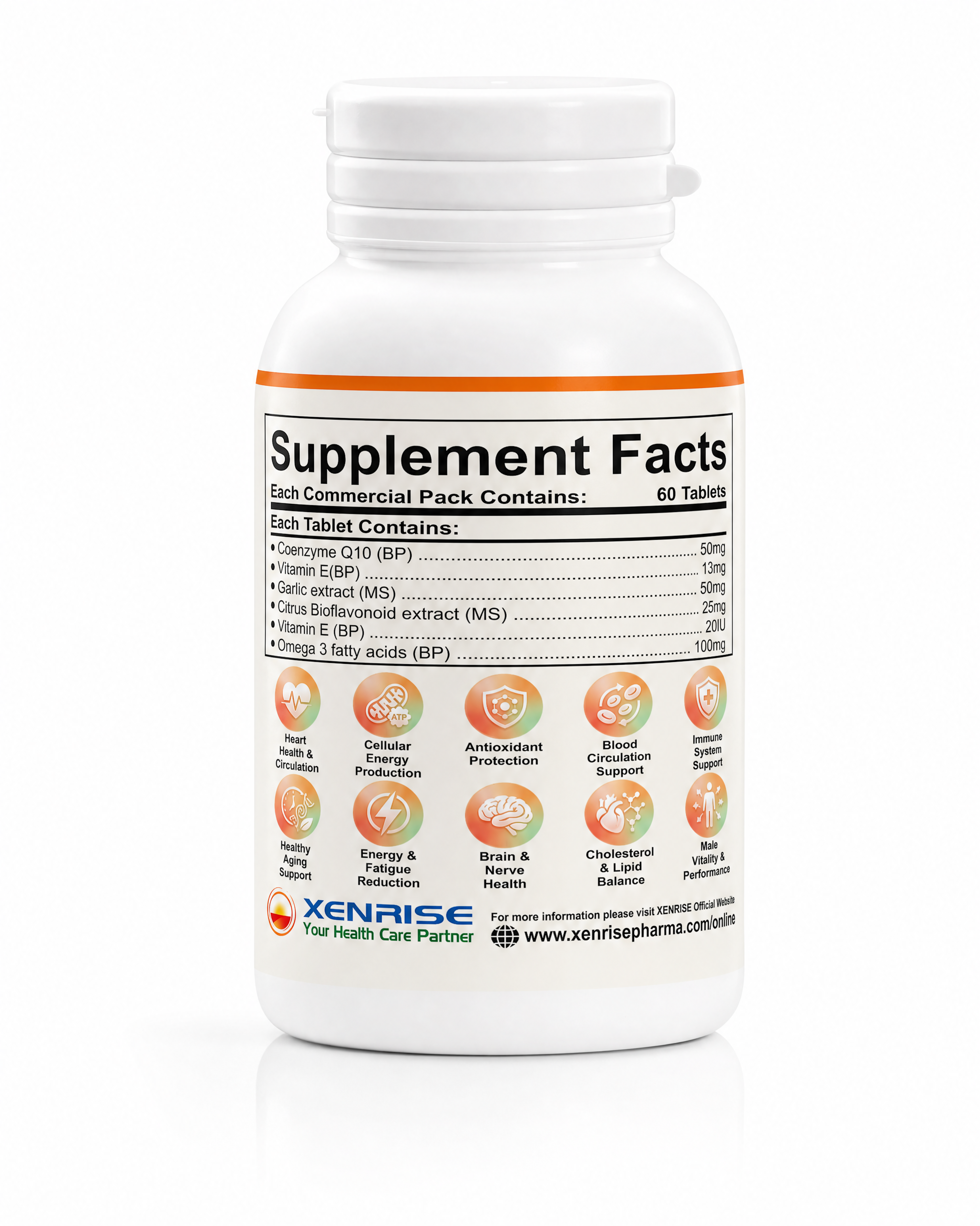 XEN-Q10 MOCKUP - 2 XEN-Q10 Tablets | Advanced Cardio Energy & Antioxidant Support | Healthy Heart • Energy • Immunity – All-in-One Formula - Image 6