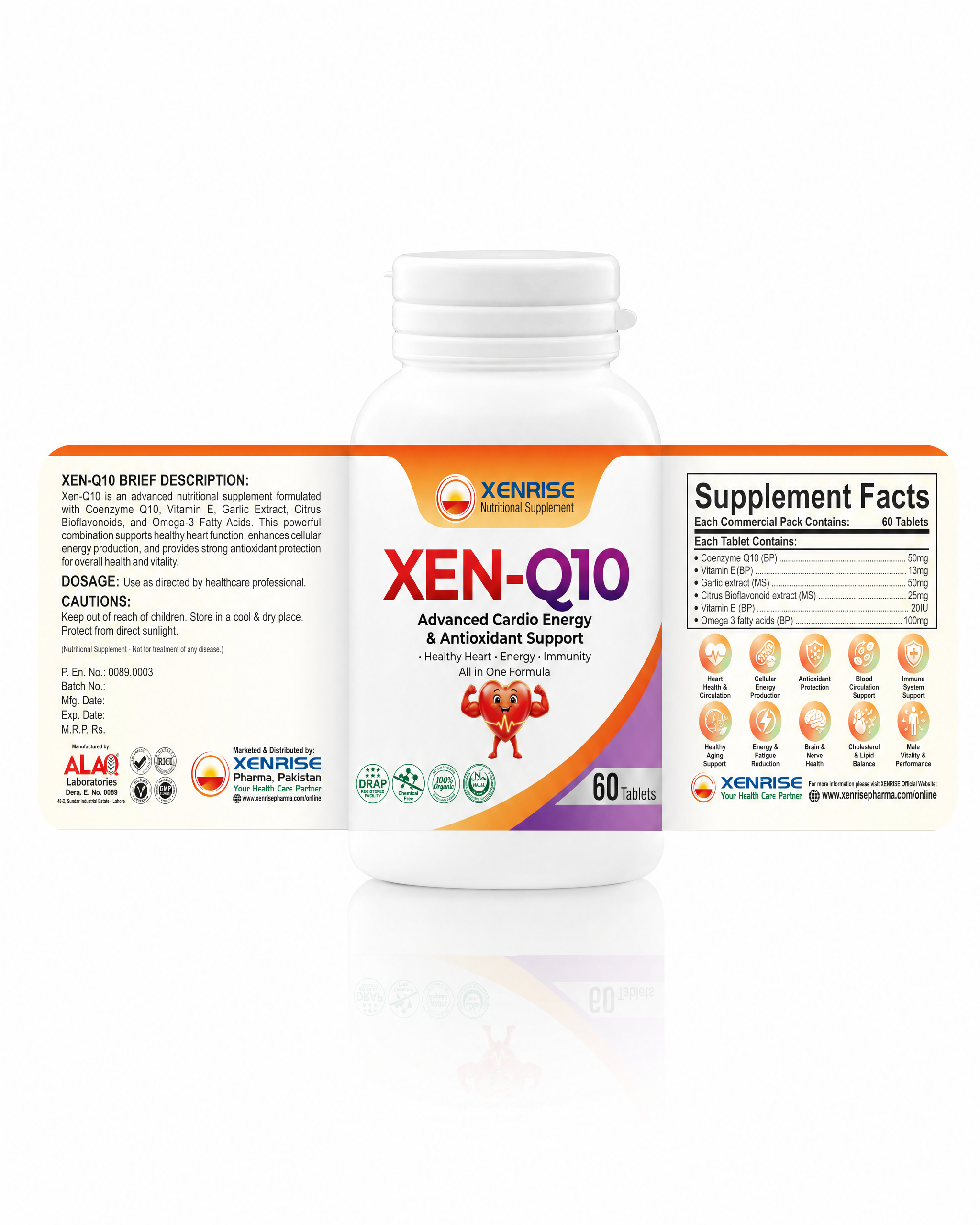 XEN-Q10 MOCKUP - 4 XEN-Q10 Tablets | Advanced Cardio Energy & Antioxidant Support | Healthy Heart • Energy • Immunity – All-in-One Formula - Image 4